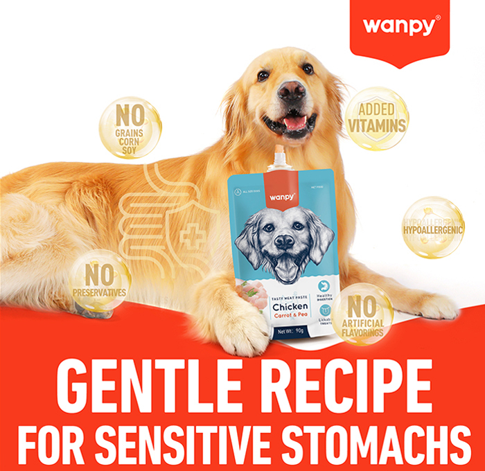 Recompensa pentru caini Wanpy Tasty Meat cu Pui, morcov si mazare, 90g [4]