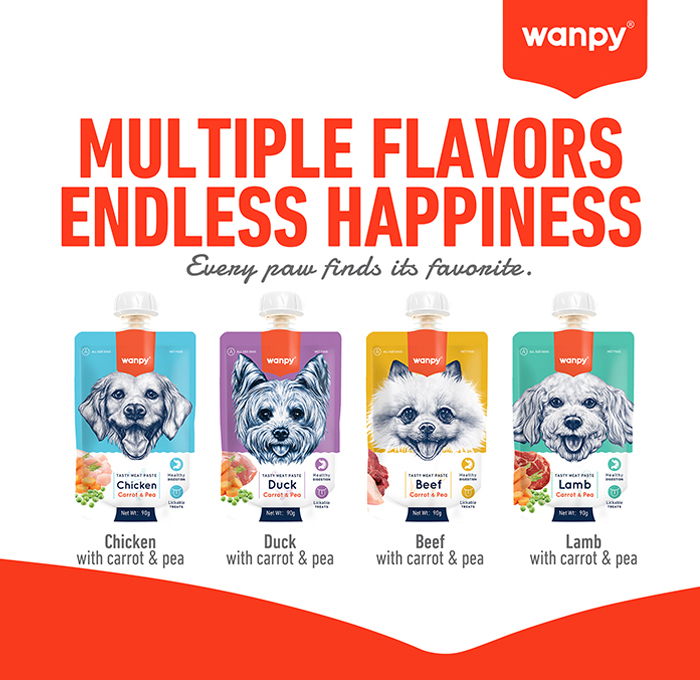 Recompensa pentru caini Wanpy Tasty Meat cu Rata, morcov si mazare, 90g [5]