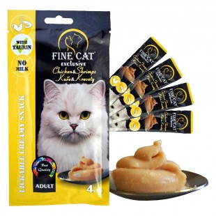 Recompense cremoase pentru pisici Fine Cat Exclusive, Pui si creveti, 4 x 15g [2]