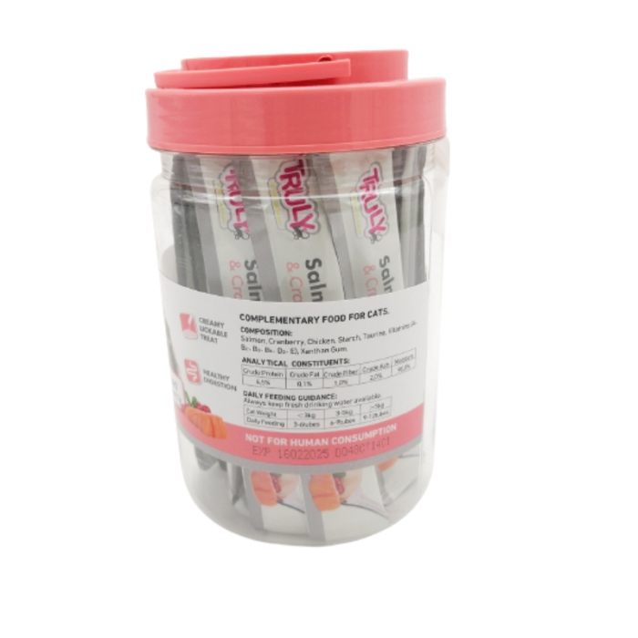 Recompense cremoase pentru pisici, Truly, somon si merisoare, 14g x 30 bucati [5]