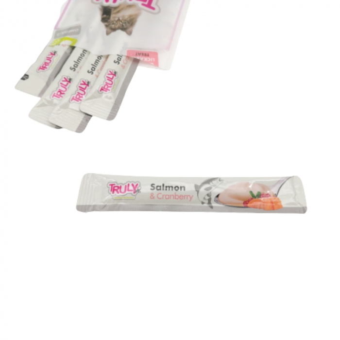 Recompense cremoase pentru pisici, Truly, somon si merisoare, 14g x 5 bucati [6]