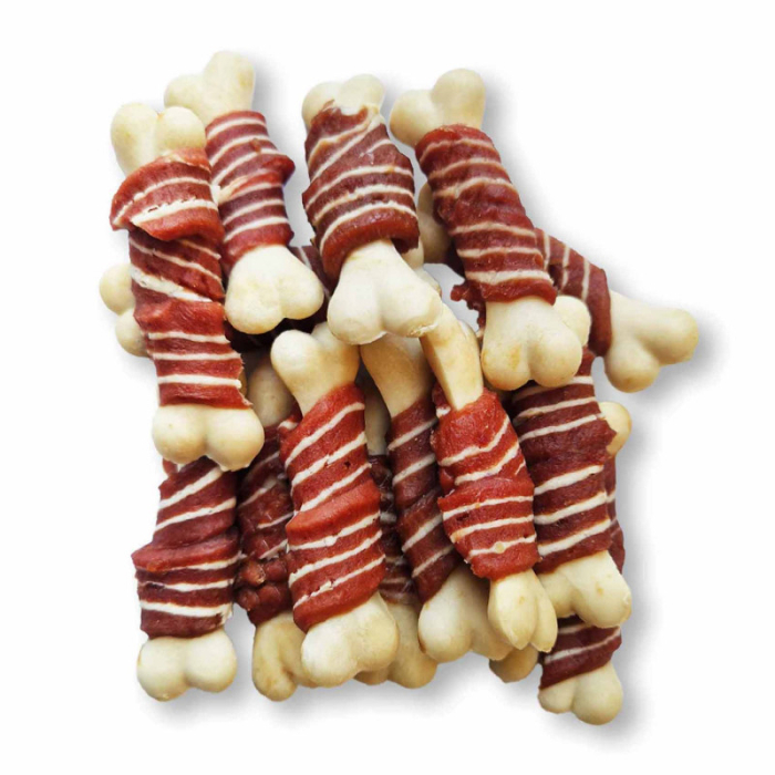 Recompense pentru caini Les Filous Marbled, Os calciu cu rata, 1 Kg [2]