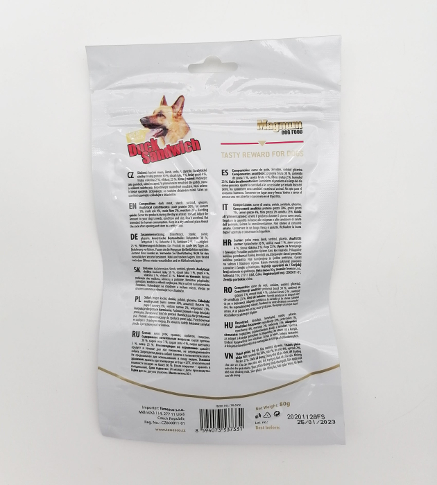 Recompense pentru caini Magnum, sandvis cu rata, 80g [3]