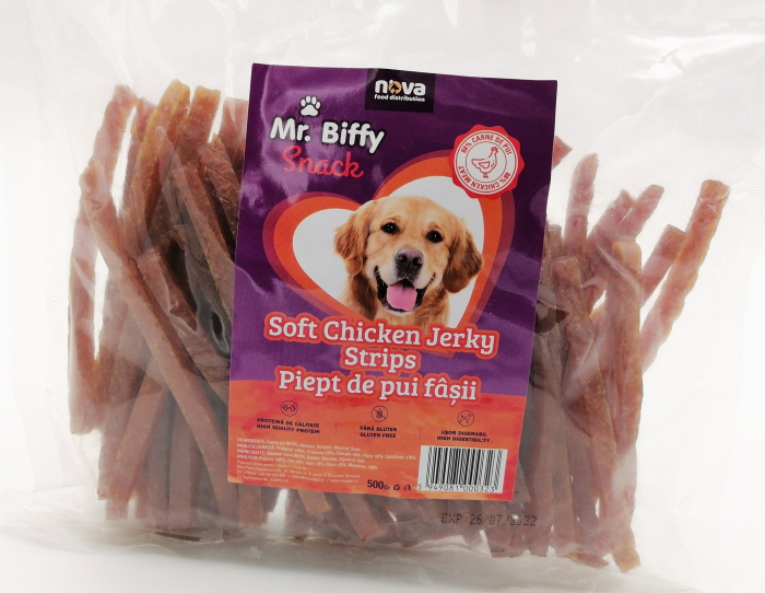 Recompense pentru caini Mr. Biffy, fasii piept de pui soft, 500g [2]