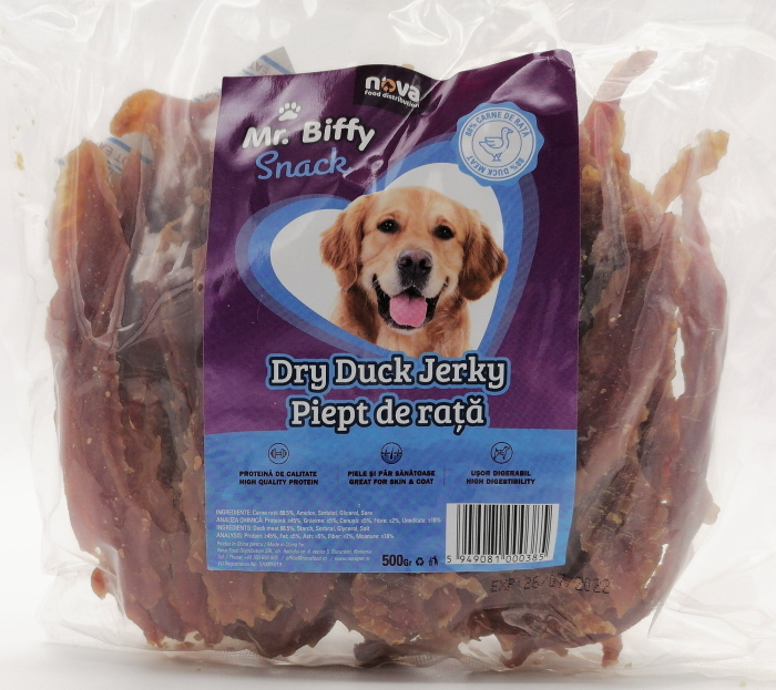 Recompense pentru caini Mr. Biffy, piept de rata, 500g [2]