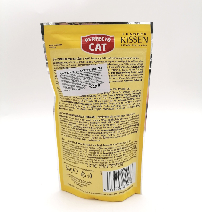 Recompense pentru pisici Perfecto Cat, cu branza, 50g [5]