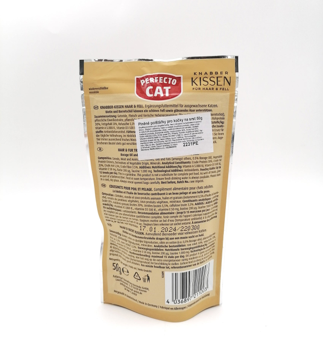 Recompense pentru pisici Perfecto Cat, pentru blana, 50 g [5]
