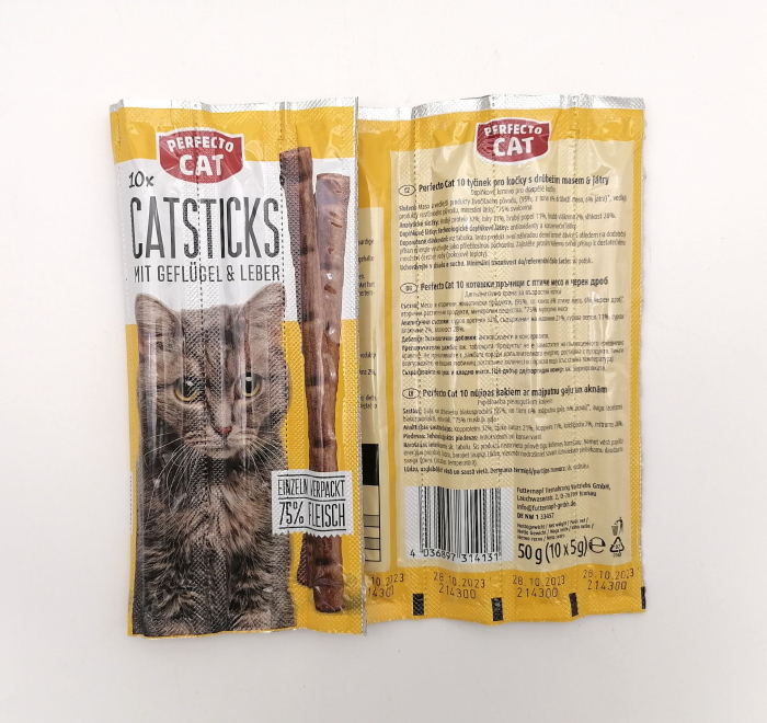 Recompense pentru pisici Perfecto Cat, pui si ficat, 10 bucati x 5g [4]