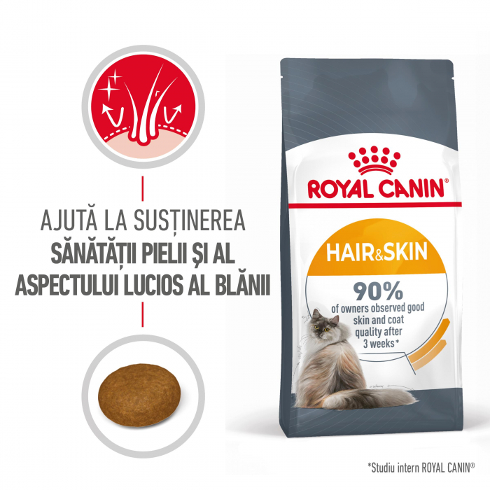Hrana uscata pentru pisici Royal Canin Hair Skin Care Adult, Piele si blana sanatoasa, 400g