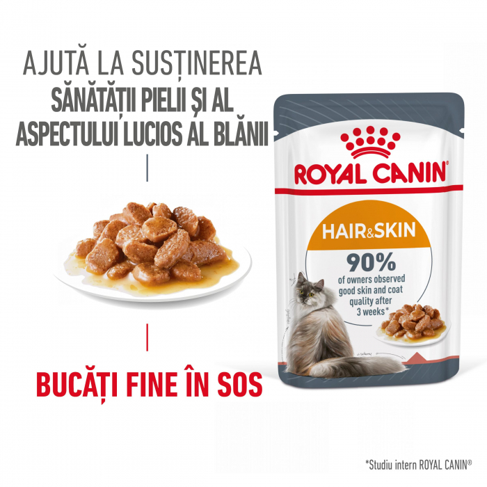 Royal Canin HairSkin Care Adult hrana umeda pisica, piele si blana (in sos), 12 x 85 g