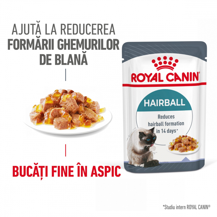Hrana umeda pentru pisici Royal Canin Hairball Care Adult, In aspic, 12 x 85g