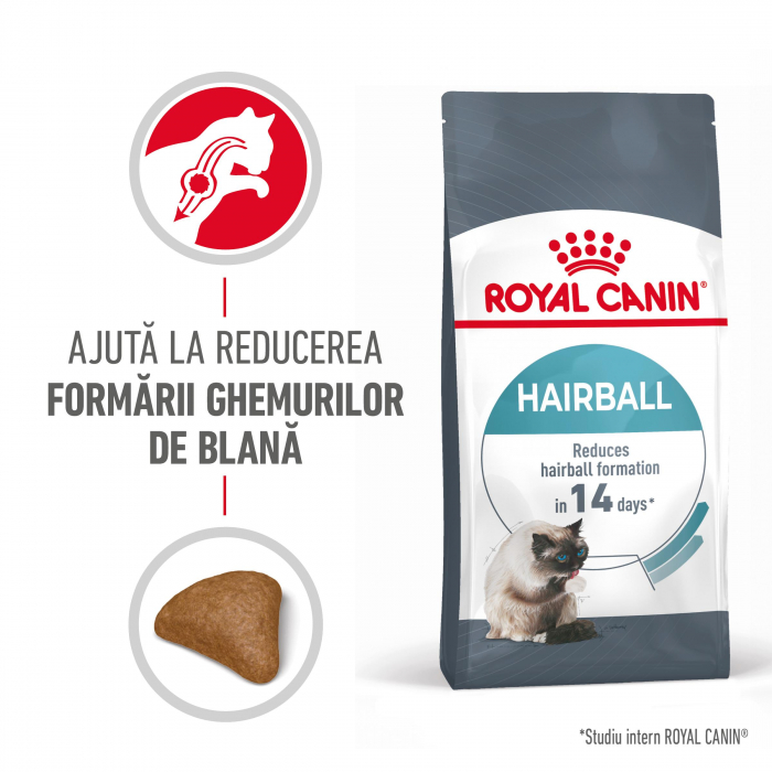 Hrana uscata pentru pisici Royal Canin Hairball Care Adult, Limitarea ghemurilor de blana, 400g