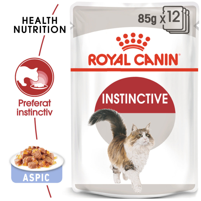 Hrana umeda pentru pisici Royal Canin Instinctive Adult, In aspic, 12 x 85g