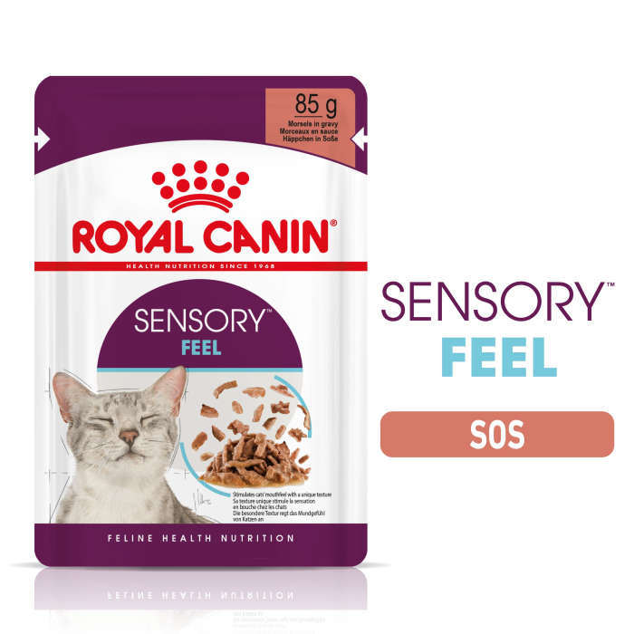 Royal Canin Sensory Feel, hrana umeda pisici, stimularea simtului tactil (in sos), 12 x 85 g