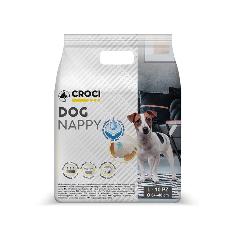 Scutece pentru caini Croci Dog Nappy L, 6-10 kg, 35-45 cm, 10 bucati