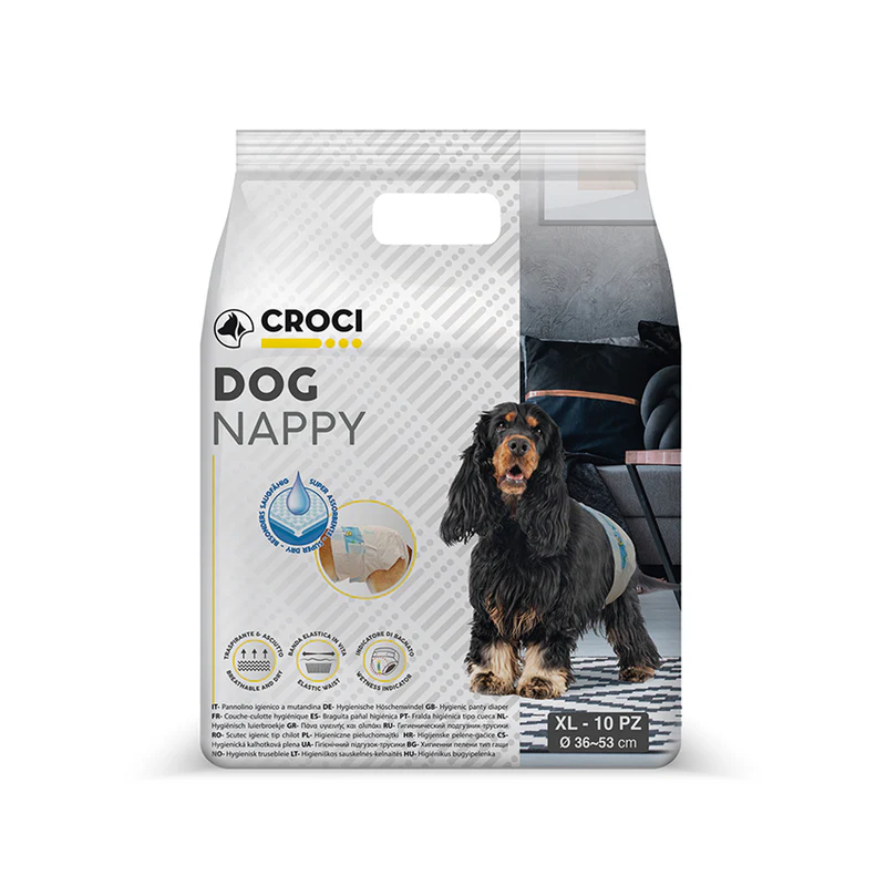 Scutece pentru caini Croci Dog Nappy XL, 10-18 kg, 36-53 cm, 10 bucati