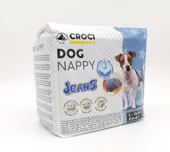 Scutece pentru caini, Croci Dog Nappy, model jeans, L, 34-48 cm [2]