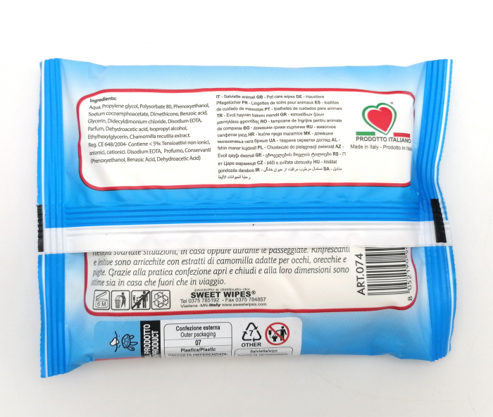 Servetele umede pentru caini si pisici Amore Mio, cu talc, 30 bucati [2]
