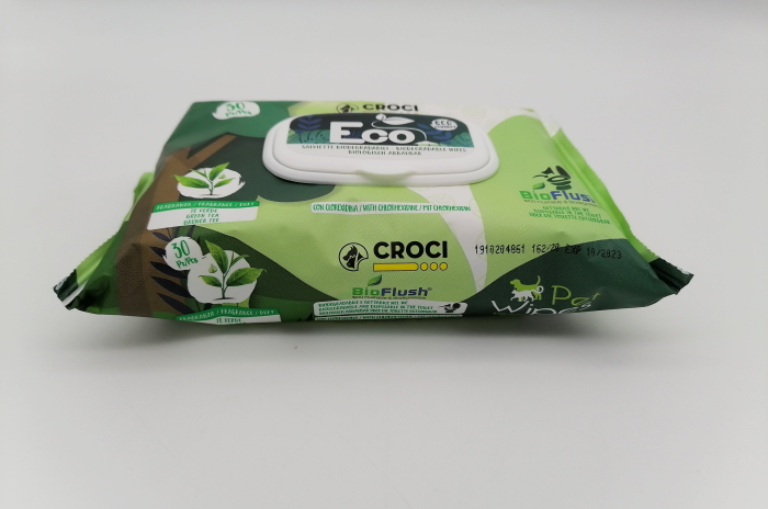 Servetele umede pentru caini si pisici Croci, biodegradabile, cu clorhexidina si ceai verde, 30 bucati [3]