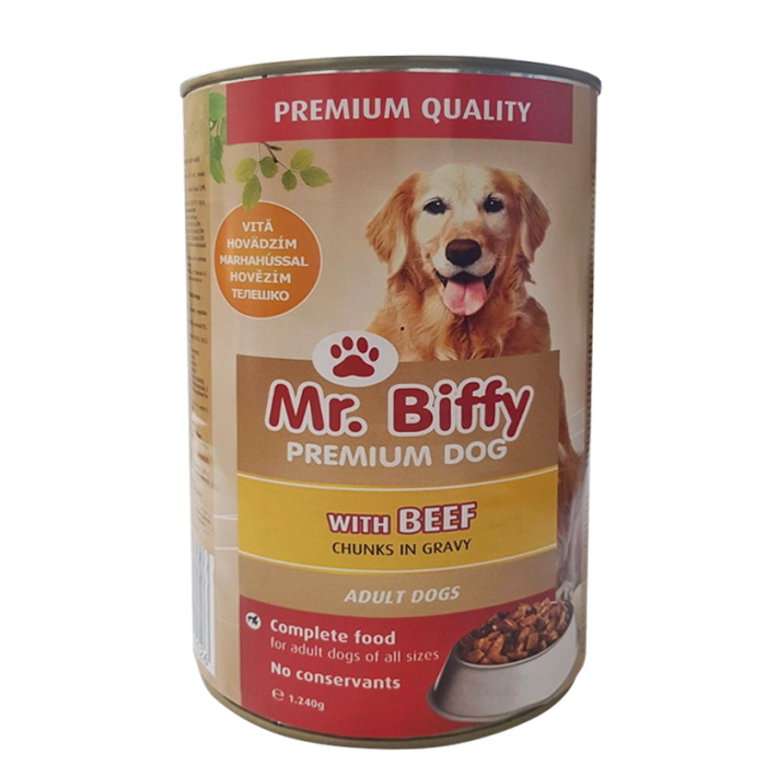 Hrana umeda pentru caini Mr. Biffy, Vita, 12 x 1240g