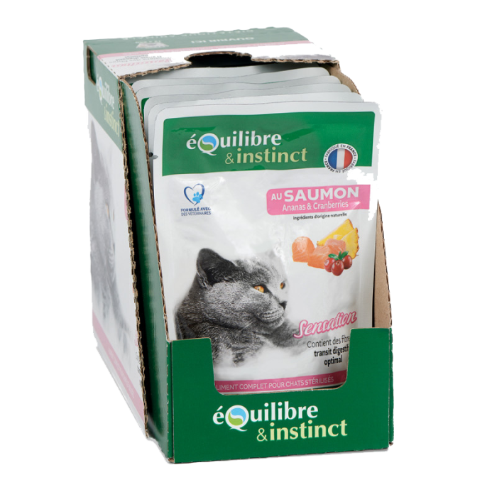 Set hrana umeda pentru pisici, Equilibre&Instinct, Sensation, cu somon, ananas si afine, pentru pisici sterilizate,12 x 85 g [2]