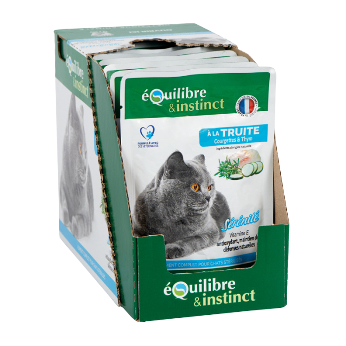 Set hrana umeda pentru pisici, Equilibre&Instinct, Serenite, cu pastrav, dovlecei si cimbru, pentru pisici sterilizate,12 x 85 g [2]