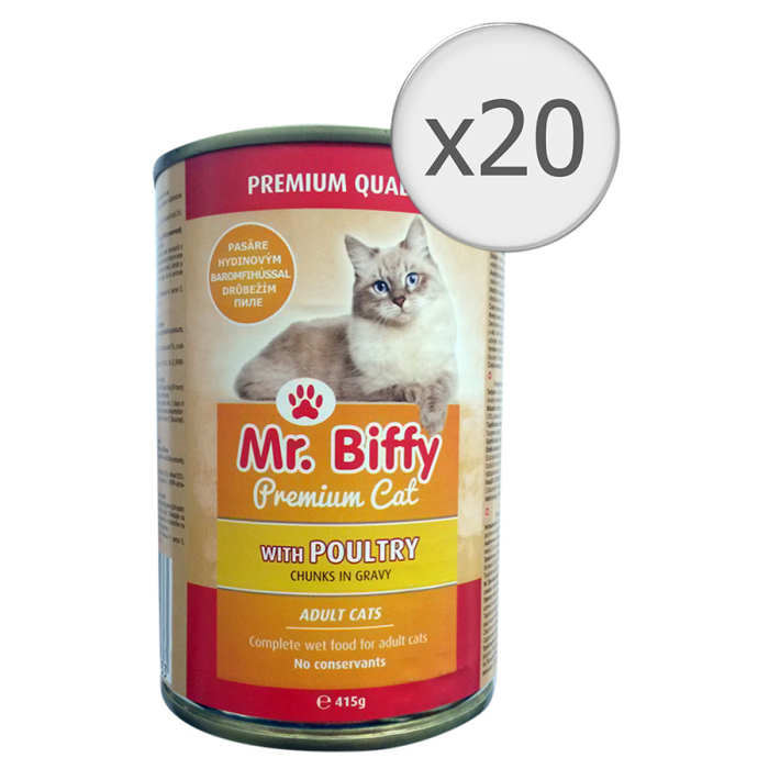 Hrana umeda pentru pisici Mr. Biffy, Pui, 20 x 415g