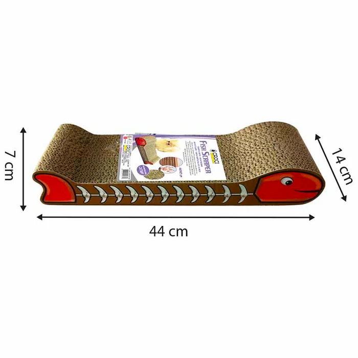 Sisal pentru pisici Croci, din carton in forma de peste cu catnip, 44 x 14 x 7 cm [2]