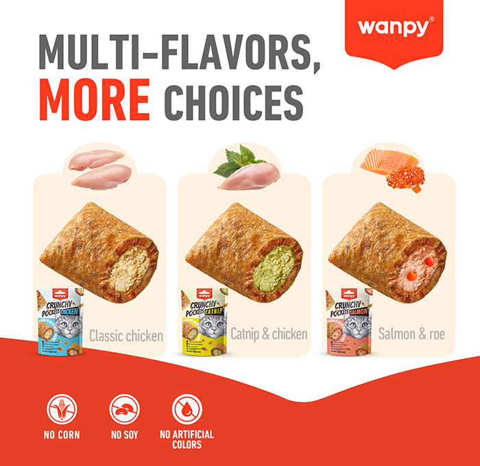 Recompense pentru pisici Wanpy Crunchy Pockets cu Somon, 60g [4]