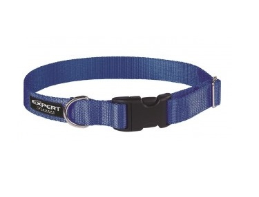 Zgarda pentru caini Pet Expert, marime M, 2.5 x 35 - 50 cm, albastru