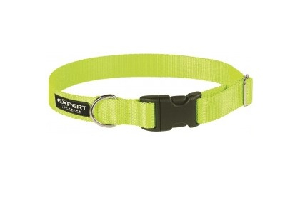 Zgarda pentru caini Pet Expert, marime M, 2.5 x 35 - 50 cm, verde