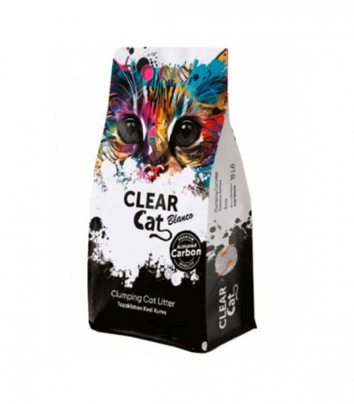 Nisip & silicat - Asternut igienic pentru pisici Clear Cat Blanco, Bentonita, Carbune activ, 5L
