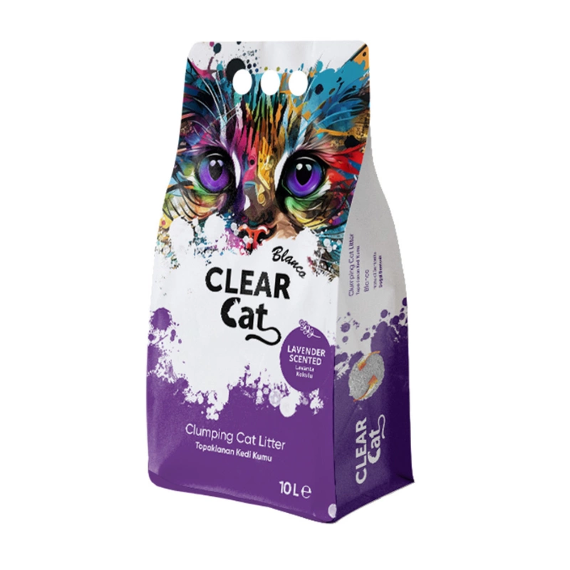 Nisip & silicat - Asternut igienic pentru pisici Clear Cat Blanco, Bentonita, Lavanda, 10L
