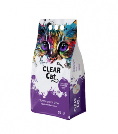 Nisip & silicat - Asternut igienic pentru pisici Clear Cat Blanco, Bentonita, Lavanda, 5L