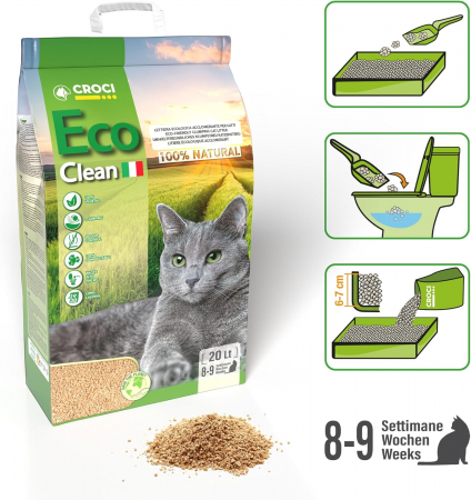 Asternut igienic vegetal pentru pisici Croci Eco Clean, 20 L [1]