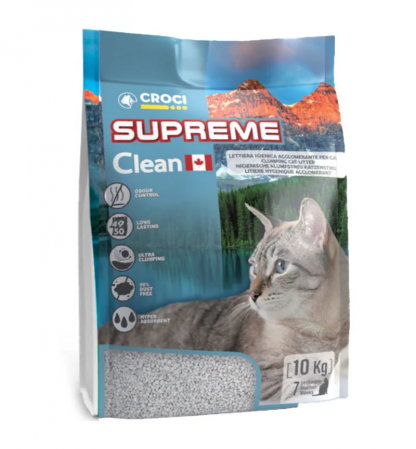 Nisip & silicat - Asternut igienic pentru pisici Croci Supreme Clean, Bentonita,10 kg