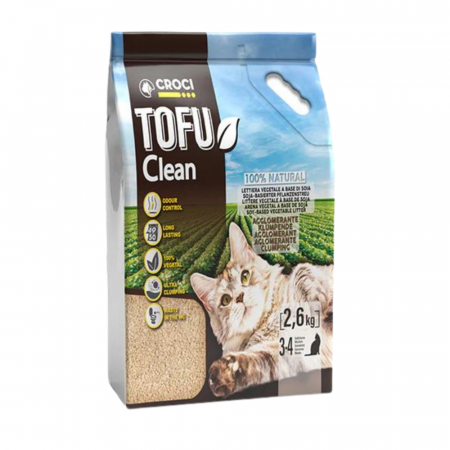 Nisip & silicat - Asternut igienic pentru pisici Croci Tofu Clean, Vegetal, 6L