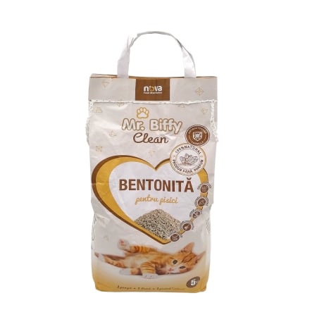 Nisip & silicat - Asternut igienic pentru pisici Mr. Biffy, Bentonita naturala, 5kg