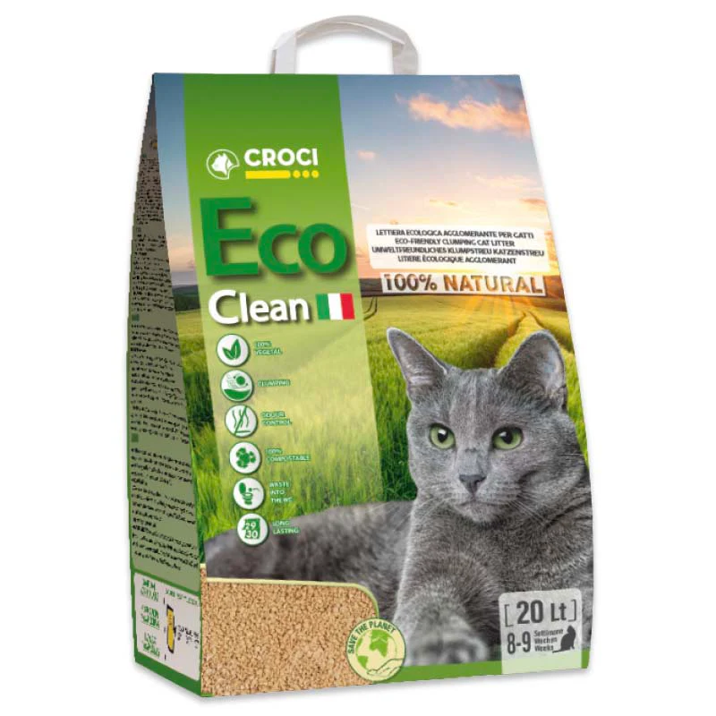 Nisip & silicat - Asternut igienic vegetal pentru pisici Croci Eco Clean, 20 L