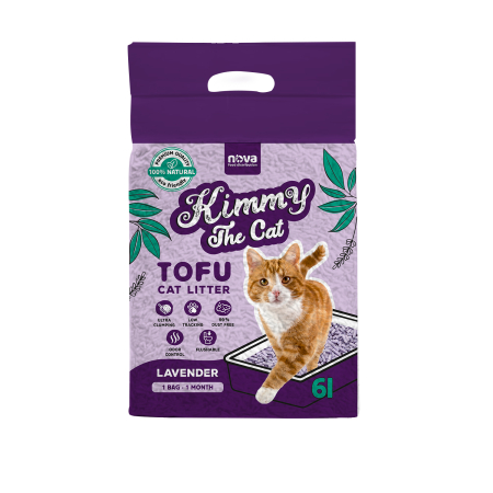 Nisip & silicat - Asternut igienic vegetal pentru pisici Kimmy Tofu, Lavanda, 6L