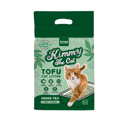 Nisip & silicat - Asternut igienic vegetal pentru pisici Kimmy Tofu, Ceai Verde, 6L