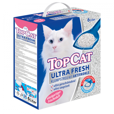 Nisip & silicat - Asternut igienic pentru pisici TopCat Ultra Fresh, Bentonita, Carbune activ, 6L