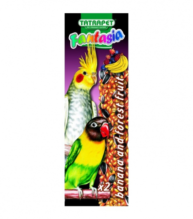 Batoane - Baton cu banane si fructe de padure pentru papagali Tatrapet Fantasia, 2 bucati