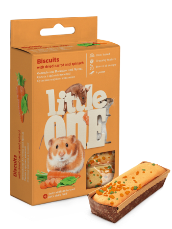 Hrană - Biscuiti cu morcov si spanac pentru rozatoare mici Little One, 5 x 7g