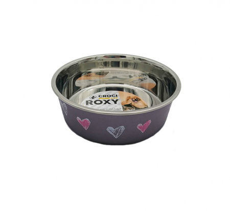 Castroane - Castron metalic pentru caini Croci Roxy Satin, 450 ml, mov