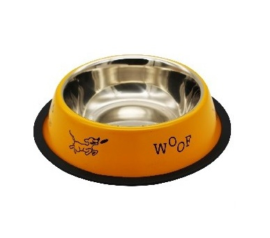 Castroane - Castron pentru caini Tatrapet Woof, Otel inoxidabil, 220 ml, 11 cm, Galben