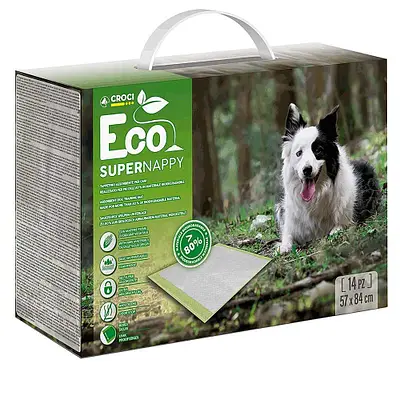 Câini - Covorase absorbante pentru caini Croci Super Nappy Eco, 84 x 57 cm, 14 bucati