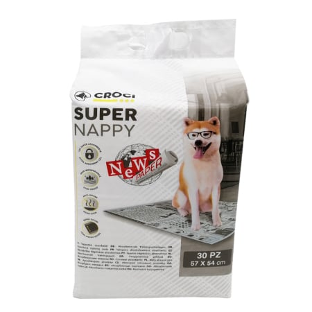 Covorase absorbante pentru caini, Super Nappy, cu model Newspaper, 57x54 cm, 30 buc, c6028720 [0]