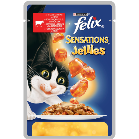 FELIX SENSATIONS Vita cu Rosii in aspic, hrana umeda pentru pisici, 85 g [0]