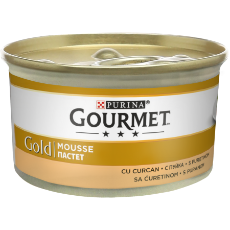 GOURMET GOLD Mousse cu Curcan, hrana umeda pentru pisici, 85 g [0]